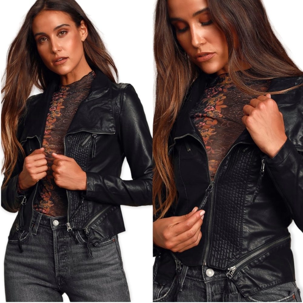 Lulus Faux Leather Jacket Size XL Black